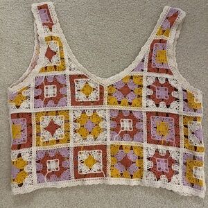 Rebellion Crochet Square Crop Top - Cream, Mustard, Rust, Lavender